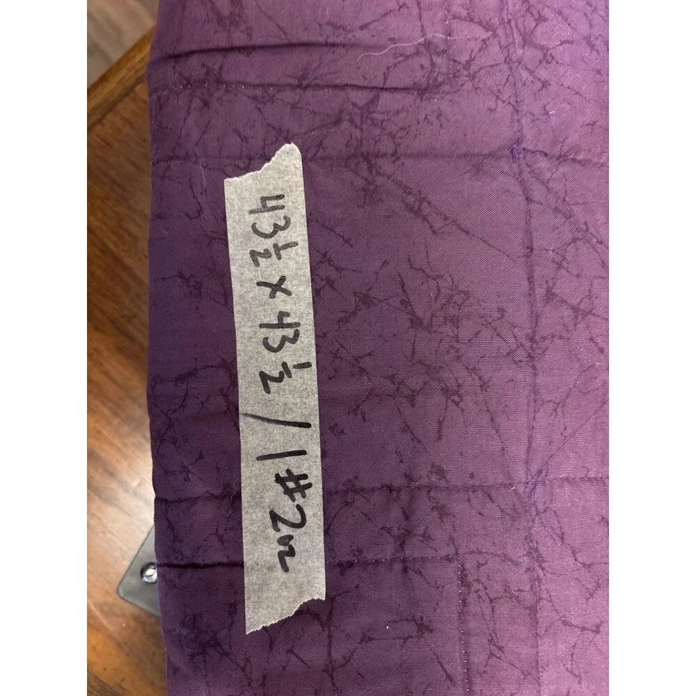 Handcrafted Purple and Gold Quilt‎ With Embroidered & Crocheted Flowers 43x43